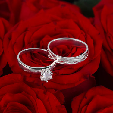 Personalized Gift For Girlfriend - Destiny's Promise Couple Rings - Happy Valentine's Day, Love You Forever and Always, Your Boyfriend