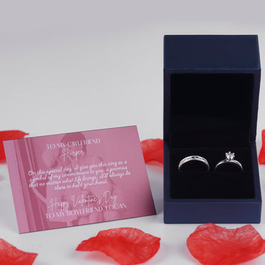 Personalized Gift For Girlfriend - Destiny's Promise Couple Rings - Happy Valentine's Day, Love You Forever and Always, Your Boyfriend