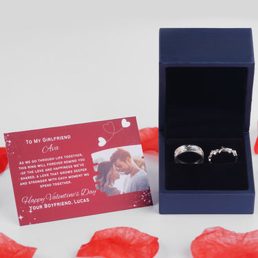 Personalized Gift For Girlfriend - Harmony Couple Rings - Happy Valentine's Day, Love You Forever and Always, Your Boyfriend