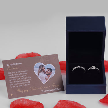 Personalized Gift For Girlfriend - Lunar and Stellar Couple Rings - Happy Valentine's Day, Love You Forever and Always, Your Boyfriend