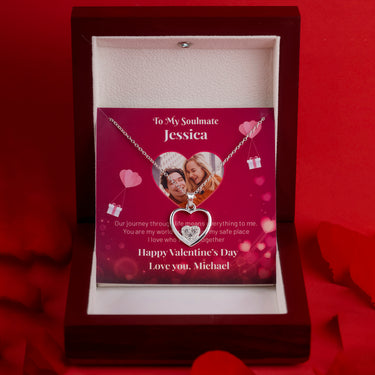 Personalized Gift For Soulmate - Heart in Heart Pendant - Happy Valentine's Day, Love You Forever and Always, Your Soulmate.