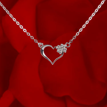 Personalized Gifts for Wife - Heart and Clover Leaf Necklace - Happy Valentine's Day, Together is my favorite place to be.