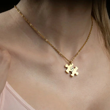 Personalized Engraved Puzzle Shape Necklace