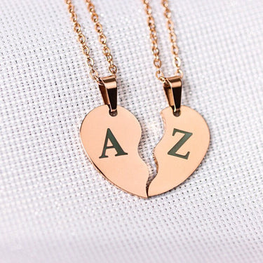 Personalized Engraved Split Hearts Shape Necklace