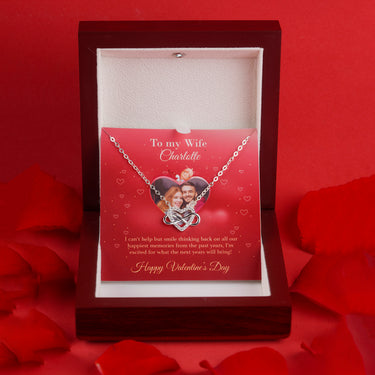 Personalized Gifts for Wife - Heart Infinite Necklace - Happy Valentine's Day, You make my world brighter just by being in it.