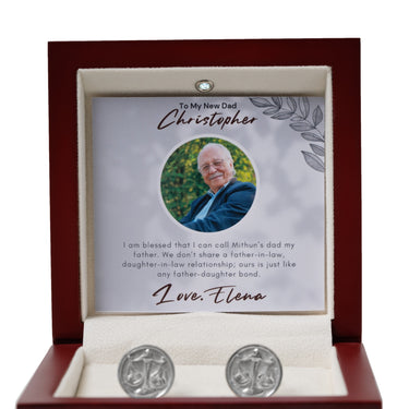 Personalized Gift from Bride to Father In Law - Libra Zodiac Cufflinks - Ours Is Just Like Any Father-Daughter Bond