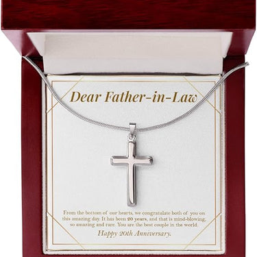 Personalized Gift For Father In Law - Cross Pendant Necklace - Thank You to My Father-in-Law for Raising and Taking Care of My Love