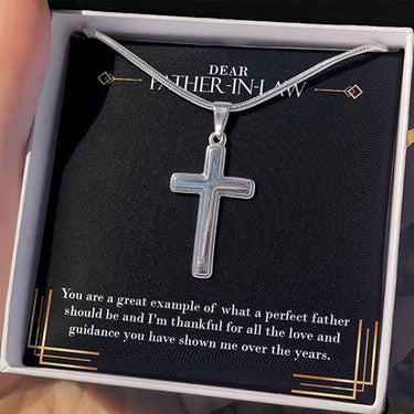 Personalized Gift For Father In Law - Cross Pendant Necklace - A Meaningful Gift for Your Father-in-Law