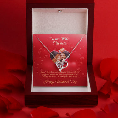 Personalized Gifts for Wife - Dancing Heart Pendant Necklace - Happy Valentine's Day, Love You Forever and Always, Your Husband.