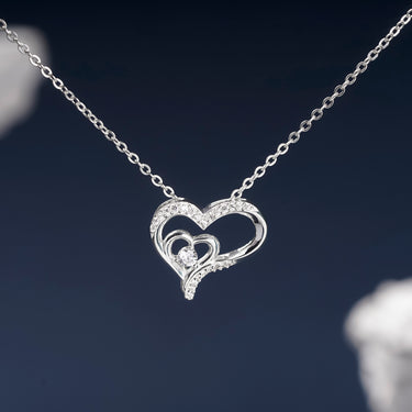 Personalized Gifts for Wife - Dancing Heart Pendant Necklace - Happy Valentine's Day, Love You Forever and Always, Your Husband.