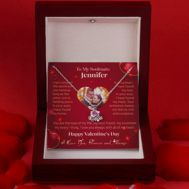 Personalized Gift For Soulmate - Carnation Heart Necklace - Happy Valentine's Day, Love You Forever and Always, Your Soulmate.