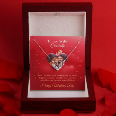 Personalized Gifts for Wife - Two-Heart Necklace - Happy Valentine's Day, No matter where life takes us, I’ll always love you.