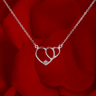 Personalized Gifts for Wife - Two-Heart Necklace - Happy Valentine's Day, No matter where life takes us, I’ll always love you.