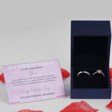 Personalized Gift For Girlfriend - Sparkling Blossom Couple Rings - Happy Valentine's Day, Love You Forever and Always, Your Boyfriend