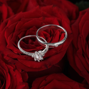 Personalized Gift For Girlfriend - Sparkling Blossom Couple Rings - Happy Valentine's Day, Love You Forever and Always, Your Boyfriend