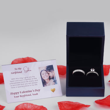 Personalized Gift For Girlfriend - Gemstone Sparkle Couple Rings - Happy Valentine's Day, Love You Forever and Always, Your Boyfriend