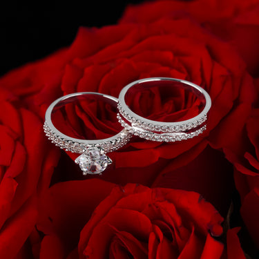 Personalized Gift For Girlfriend - Gemstone Sparkle Couple Rings - Happy Valentine's Day, Love You Forever and Always, Your Boyfriend