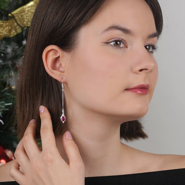 Crimson Gemstone Droplet Earrings