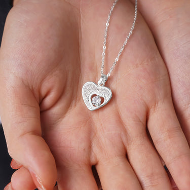 Heart-in-Heart Necklace Moissanite