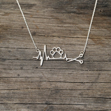 Bulldog and Heartbeat Necklace