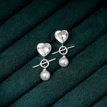 Heart Pearl Drop Earrings