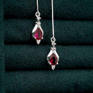 Crimson Gemstone Droplet Earrings