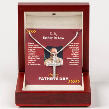 Personalized Gift For Father In Law - Cross Pendant Necklace - Happy Father's Day! To my Father - in - Law, To a Wonderful Father-in-Law.