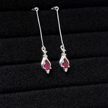 Crimson Gemstone Droplet Earrings