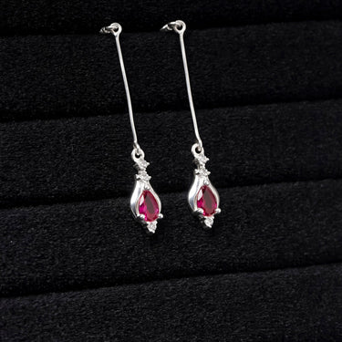 Crimson Gemstone Droplet Earrings