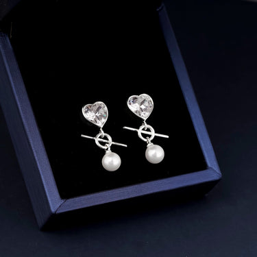 Heart Pearl Drop Earrings