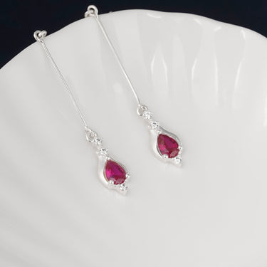 Crimson Gemstone Droplet Earrings