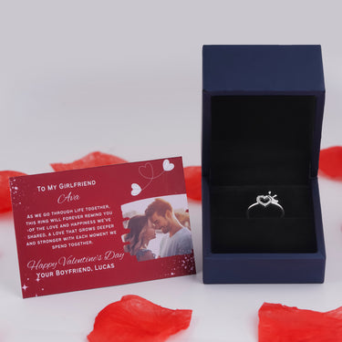 Personalized Gift For Girlfriend - Heart Crown Ring - Happy Valentine's Day, Love You Forever and Always, Your Boyfriend
