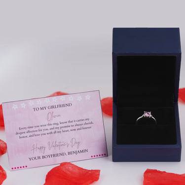 Personalized Gift For Girlfriend - Queen Heart Ring - Happy Valentine's Day, Love You Forever and Always, Your Boyfriend