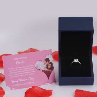 Personalized Gift For Girlfriend - Queen Heart Ring - Happy Valentine's Day, Love You Forever and Always, Your Boyfriend