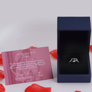 Personalized Gift For Girlfriend - Cute Heart Ring - Happy Valentine's Day, Love You Forever and Always, Your Boyfriend