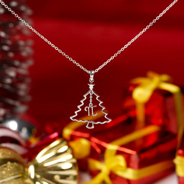 Christmas Tree with Pi Charm Necklace