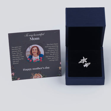 Personalized Gift For Mom - Vibrant Floral Ring - Moissanite - Happy Mother's Day, to My Beautiful Mother