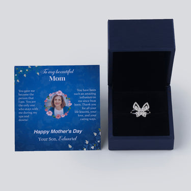 Personalized Gift For Mom - Dainty Butterfly Ring - Moissanite - Happy Mother's Day, to My Beautiful Mother