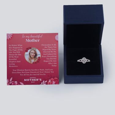 Personalized Gift For Mom - Flower Ring - Moissanite - Happy Mother's Day, to My Beautiful Mother