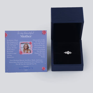 Personalized Gift For Mom - Square Sparkle Ring - Moissanite - Happy Mother's Day, to My Beautiful Mother