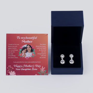 Personalized Gift For Mom - Mermaid Tear Earrings - Moissanite - Happy Mother's Day, to My Beautiful Mother