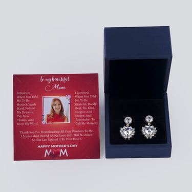 Personalized Gift For Mom - Power Stone Earrings - Moissanite - Happy Mother's Day 2, to My Beautiful Mother