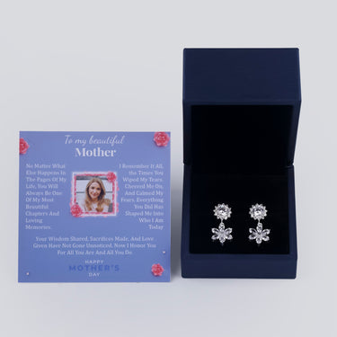 Personalized Gift For Mom - Flower Earrings - Moissanite - Happy Mother's Day 2, to My Beautiful Mother