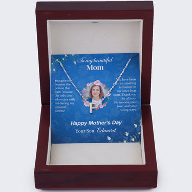 Personalized Gift For Mom - Personalized Initial Necklace - Happy Mother's Day, to My Beautiful Mother