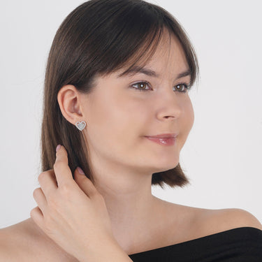 Surrounded Stone Heart Earrings