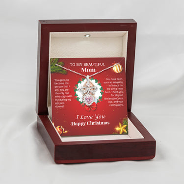Personalized Gift For Mom - Eternal Love Necklace - Moissanite - Happy Christmas, to My Beautiful Mom