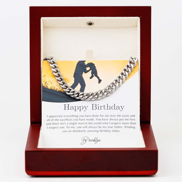 Personalized Gift For Birthday - Curb Chain Necklace - Happy Birthday to My Dad, "Wishing You an Absolutely Amazing Birthday Today".