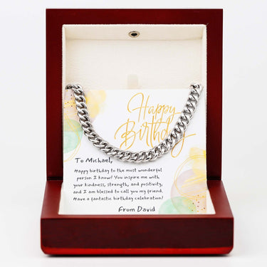 Personalized Gift For Birthday - Curb Chain Necklace - "Happy Birthday to the Most Wonderful Person I know".