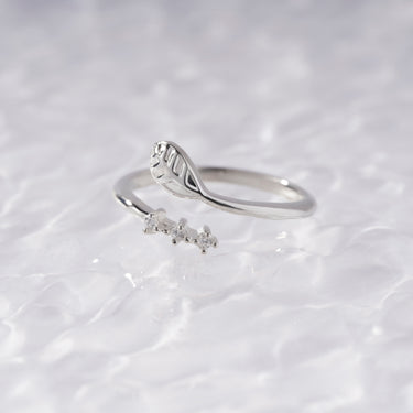 Crystal Leaf Bypass Ring