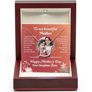 Personalized Gift For Mom - Shiny Mom Necklace - Moissanite - Happy Mother's Day 2, to My Beautiful Mother